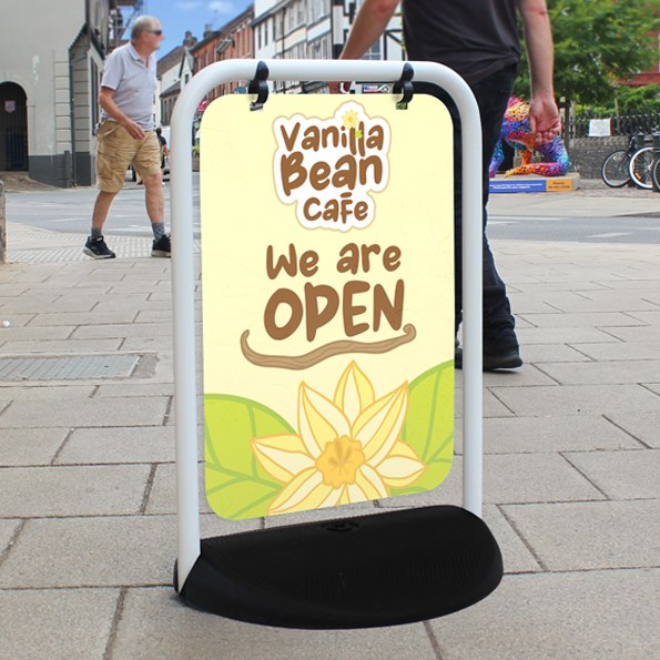 Eco Swinger pavement sign outside a cafe