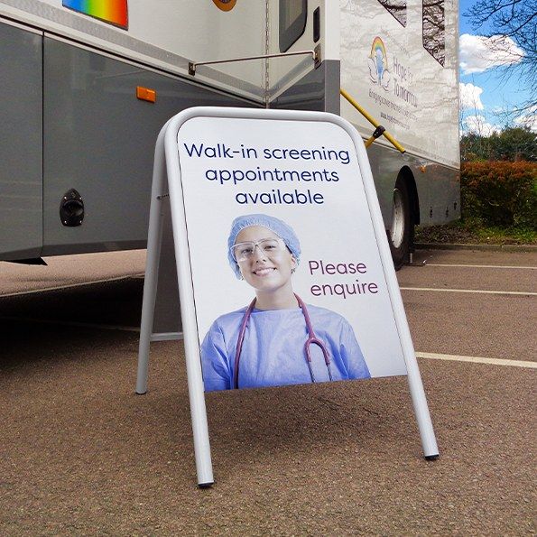 A-board pavement sign outside a clinic